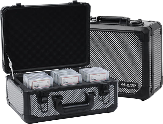 Graded Card Storage Box; Durable Sports, PSA Card Storage Case- Trading Card Storage Box - PSA Slab Case For Top Loaders (CARBON FIBER, 14.17x11.2x7 inches)