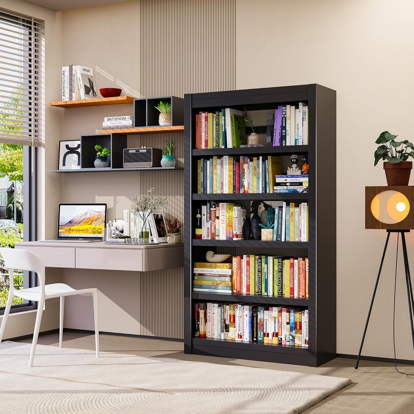 Book Shelf, 5-Tier Sturdy Bookcase, Adjustable Bookshelf, Large Capacity per Shelf, Modern Book Cases for Living Room, Home Office, Garage, Ideal for Home Organization & Stylish Upgrades