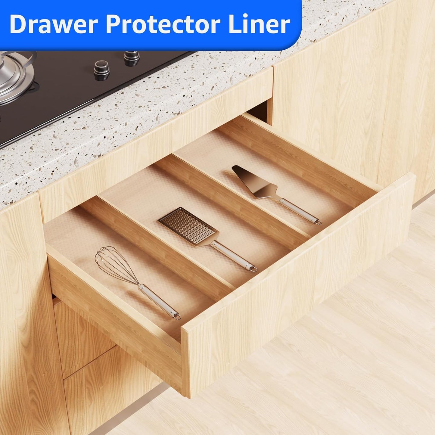 PABUSIOR Clear Cabinet Shelf Liner: Waterproof Bathroom Drawer Mat 17.7 x 96 Inch - Protector Kitchen Cupboard Liners for Closet Pantry Shelves - Easy to Cut Translucent Refrigerator Mats