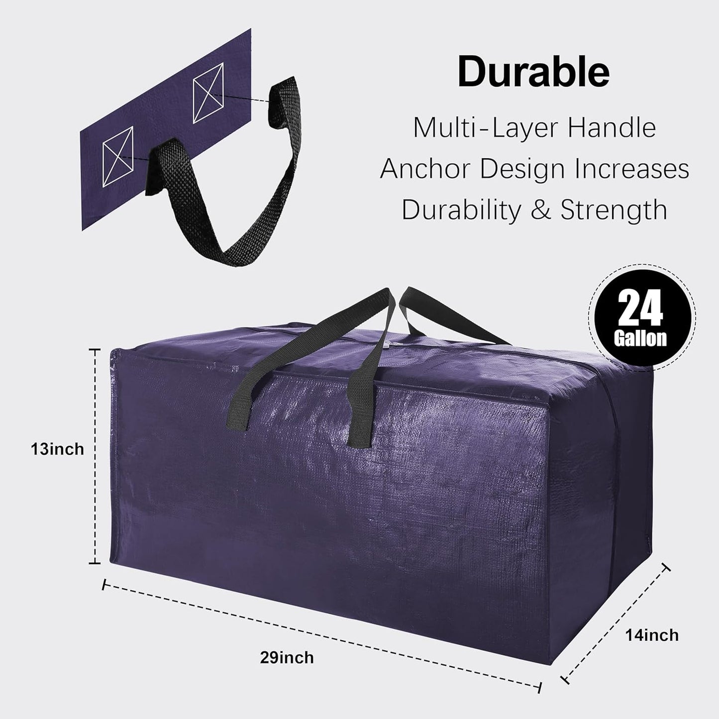 6 Pack Heavy Duty Large Moving Bags W/Backpack Straps - Strong Handles & Zippers, Storage Totes, Fold Flat, Alternative to Moving Box and Storage Bin, Semi-Transparent+Blue+Black