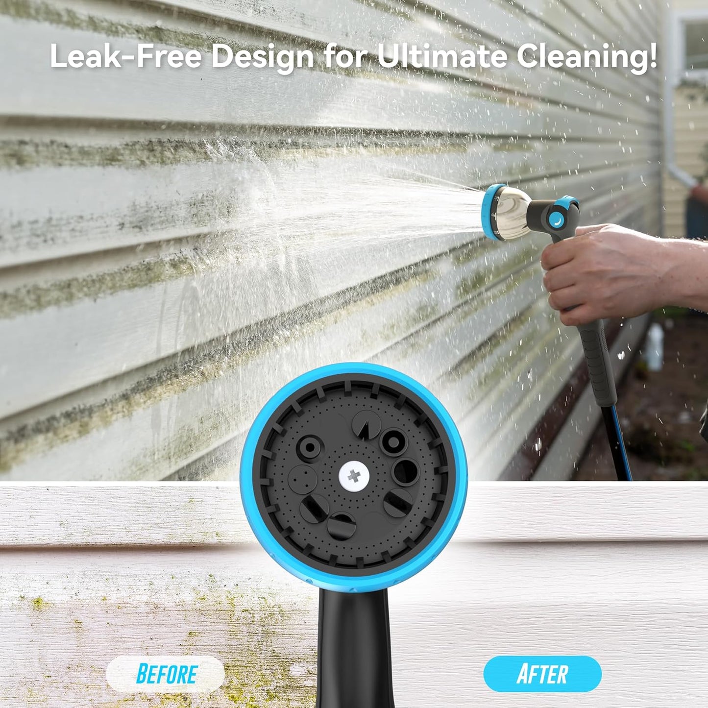 Retractable Garden Hose Reel 65 ft x 1/2 in, Heavy Duty Hose Reel Wall Mount with Any Length Lock, Slow Return System, 180° Swivel Bracket, 10-Pattern Garden Hose Nozzle, Dark Grey