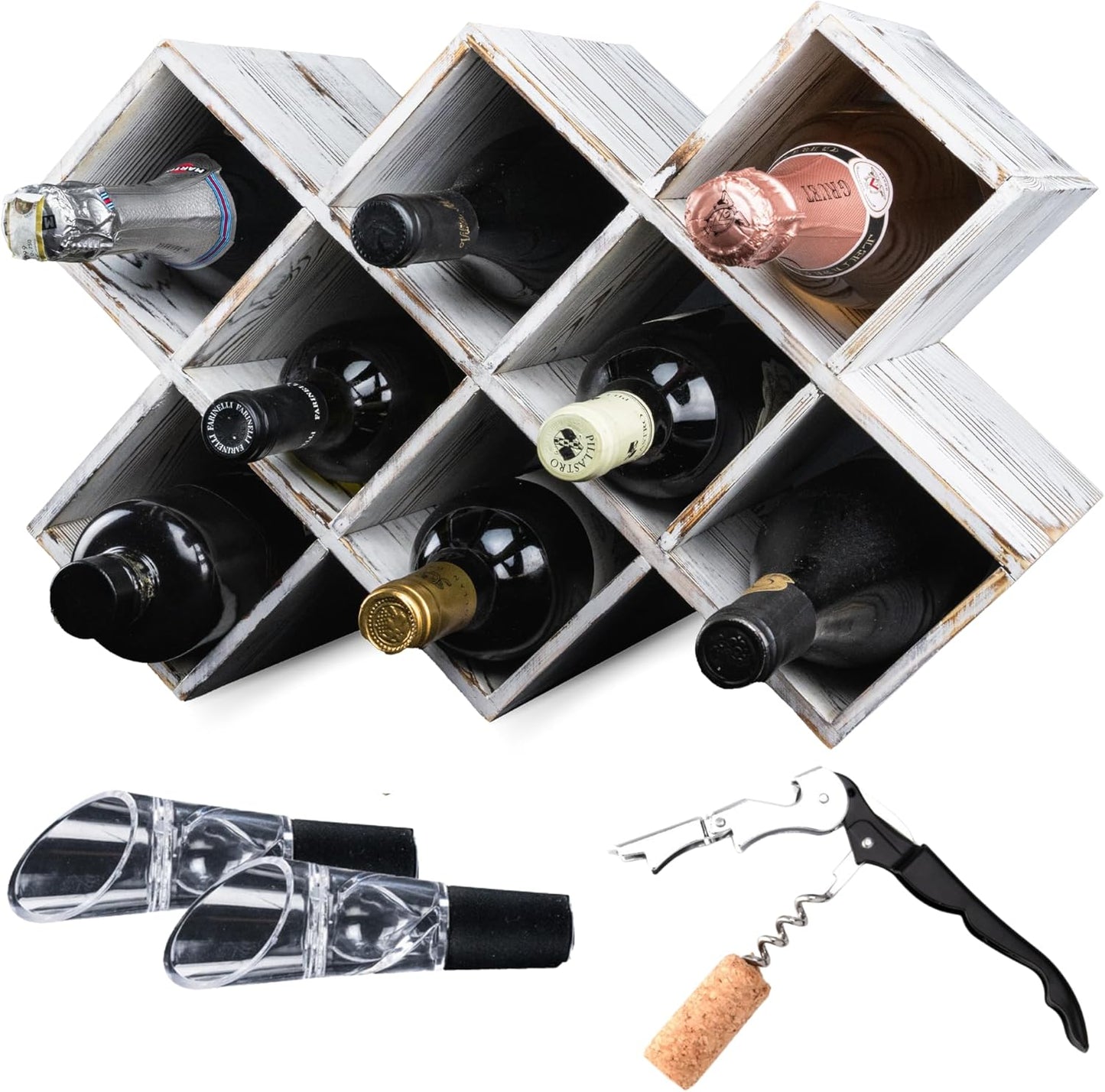 Penitent Man Wooden Wine Rack - Rustic Farmhouse Wine Racks Countertop Storage and Bottle Rack for Wine Storage
