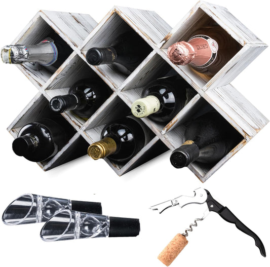 Penitent Man Wooden Wine Rack - Rustic Farmhouse Wine Racks Countertop Storage and Bottle Rack for Wine Storage