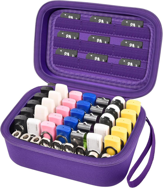 Comecase USB Flash Drive Case, Thumb Drive, Memory Card SD SDXC SDHC Card Holder Organizer, Electronic Accessories Storage Bag for SanDisk/SamData/Samsung/TOPESEL/PNY (Purple, Large)