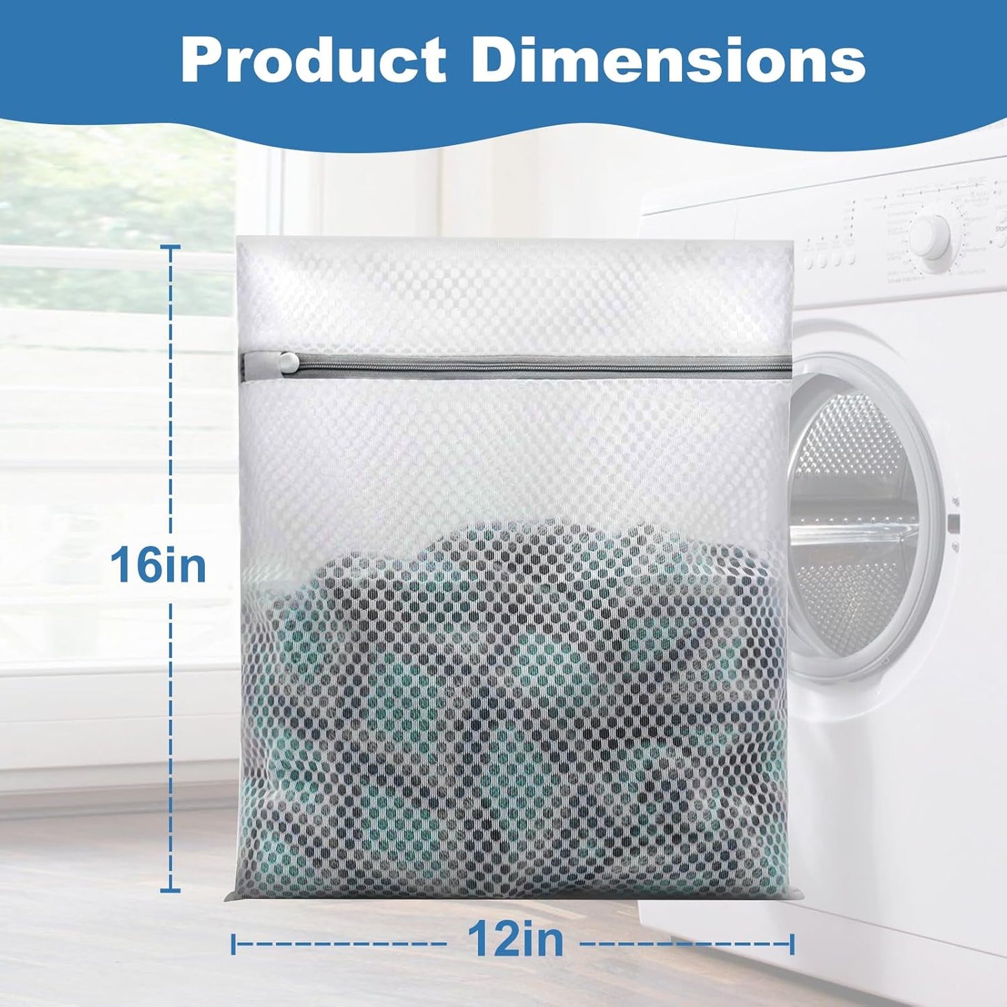 Laundry Bags Mesh Wash Bags for Delicates, Upgraded Honeycomb & Fine Mesh, Extra Durable with Sturdy Zippers, Protect Clothes in Washing Machine Essentials for Home, College & Dorm, 12 x 16 in 4-Pack