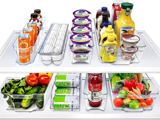 Sorbus Fridge Organizer Bins – Set of 8 Refrigerator Organizers and Storage Containers, Stackable Freezer Bins and House Essentials for New Home, BPA-Free Pantry Drawer Organizers