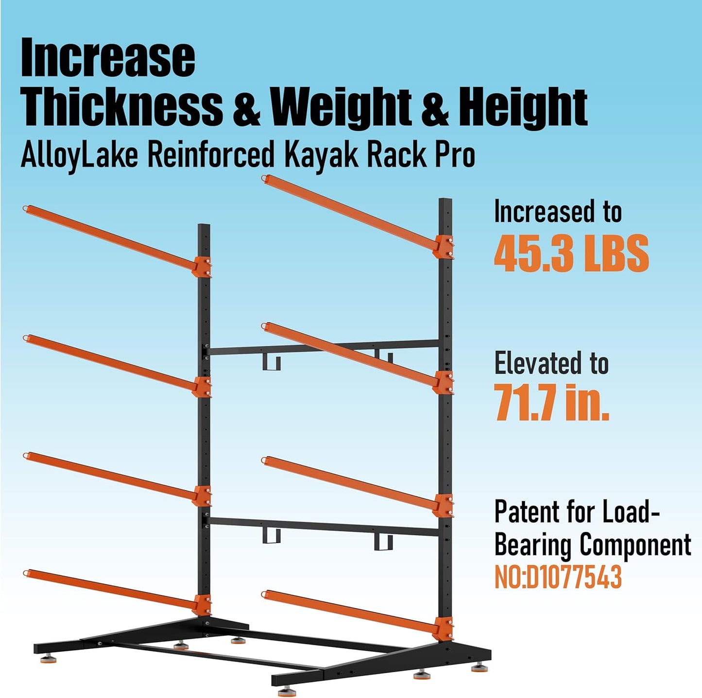 Kayak Storage Rack, Heavy-Duty Outdoor Canoe Rack, Reinforced, Thickened, and Enhanced Rust Resistance, Holds 440 lbs, for Safe Indoor and Outdoor Kayak Storage(4-Tier, Orange)