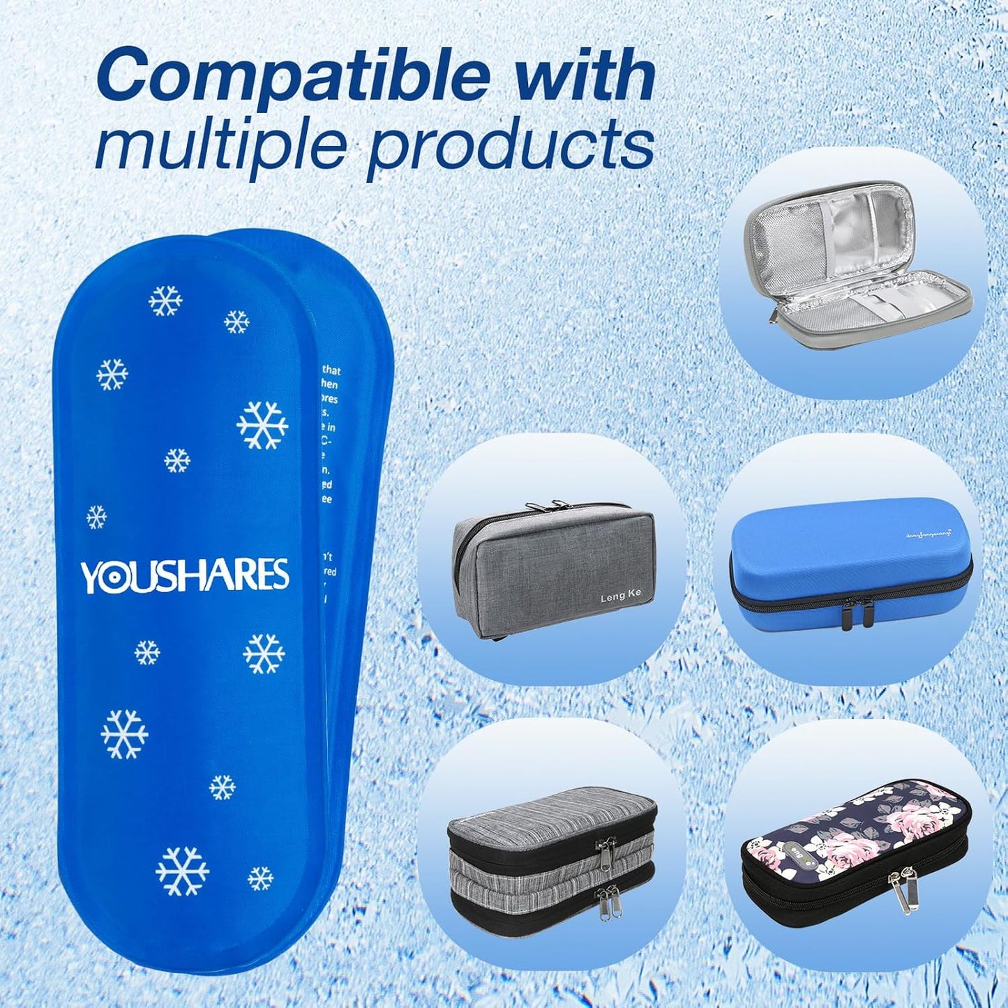 YOUSHARES Diabetes Ice Packs for Insulin Cooler Travel Case - TSA Approved Ice Packs for Diabetic Travel Case, Mini Ice Packs Suitable for Most Insulated Medication Travel Bag（4 Packs）