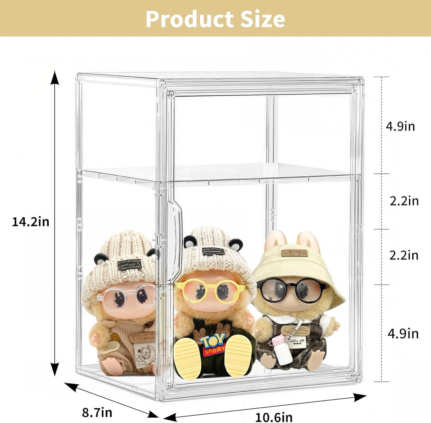 Attelite Large Clear Acrylic Display Case Shoe Storage Boxes With An Adjustable Divider,2 Pack 2 Tiers Clear Plastic Stackable Storage Bins With Lids Display Acrylic Box With Magnetic Door