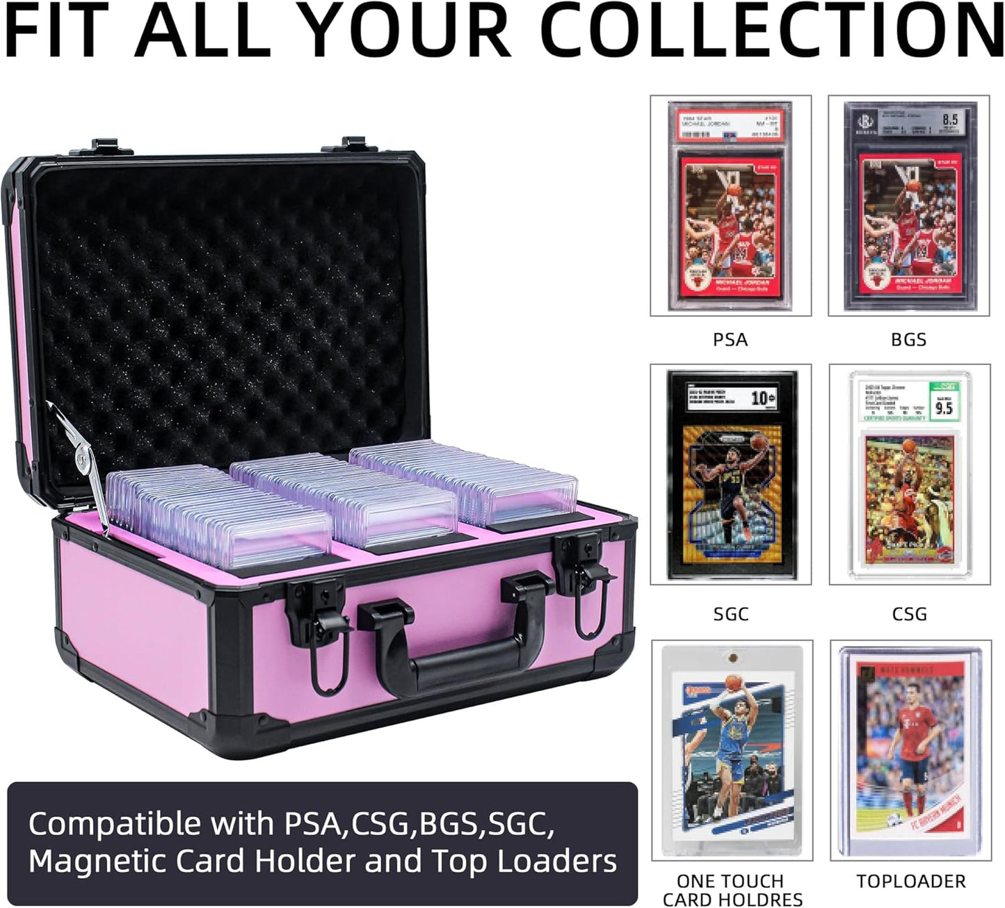 Graded Card Storage Box; Durable Sports, PSA Card Storage Case- Trading Card Storage Box - PSA Slab Case For Top Loaders (PINK, 14.17x11.2x7 inches)