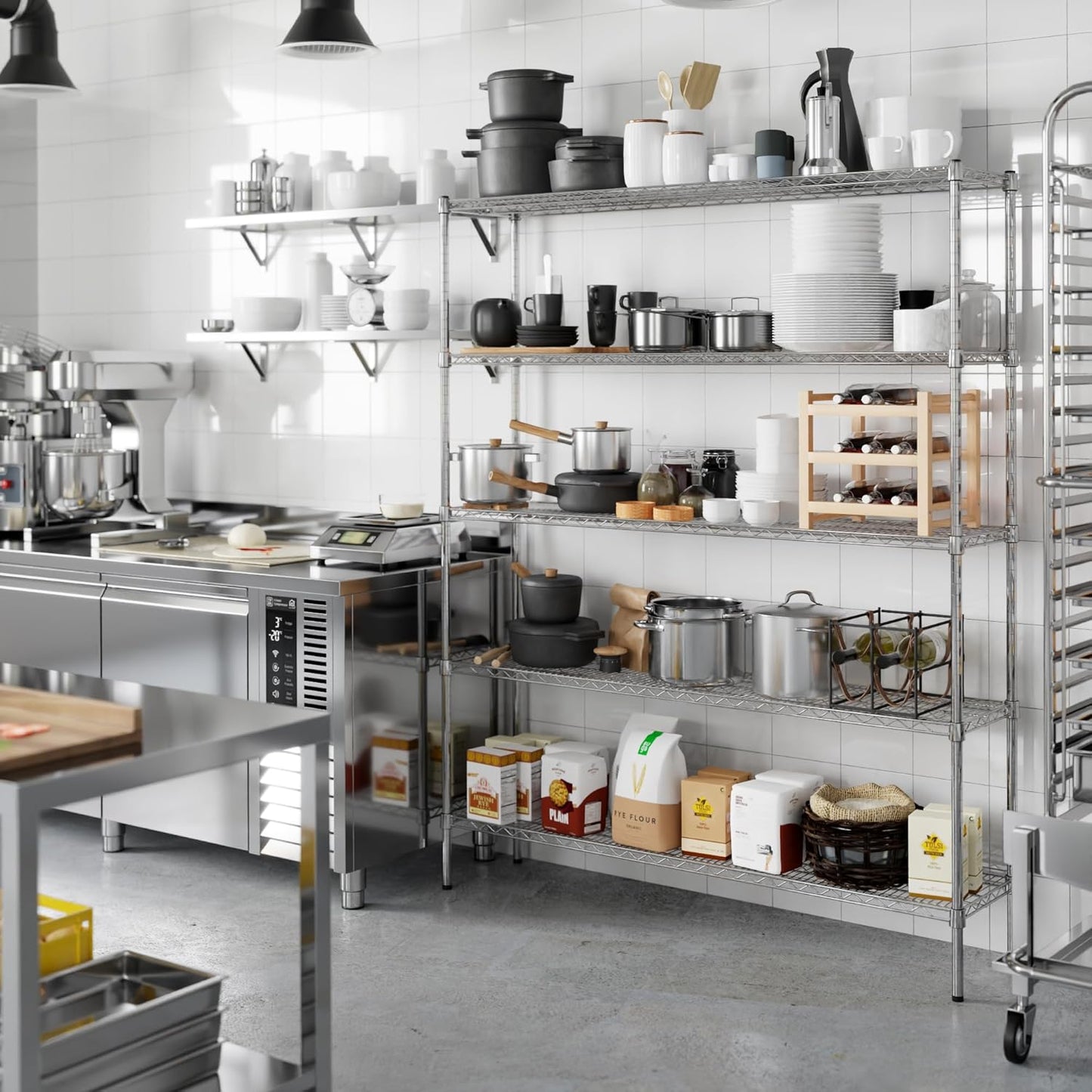 14" Deep x 60" Wide x 74" Height Wire Shelving Kit | 5-Tier | NSF Commercial Storage Rack Unit