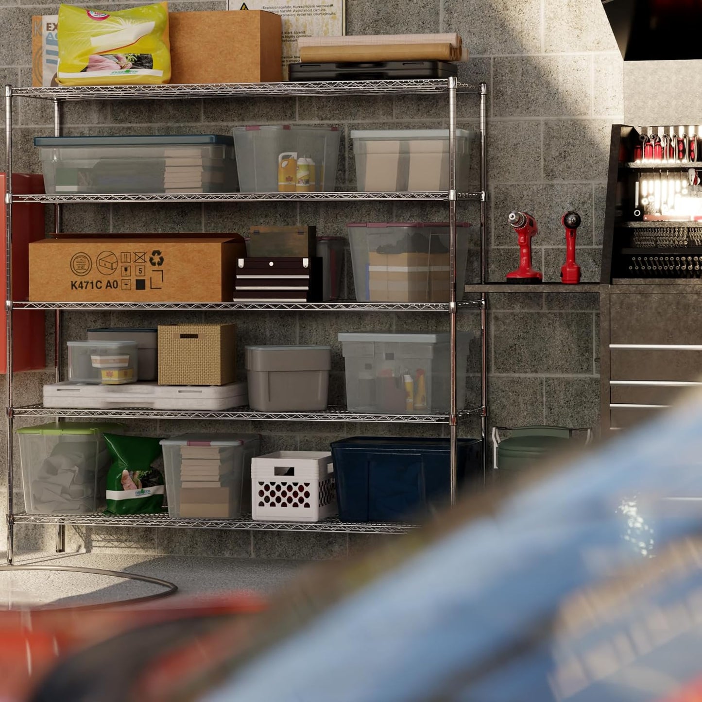 21" Deep x 72" Wide x 74" Height Wire Shelving Kit | 5-Tier | NSF Commercial Storage Rack Unit