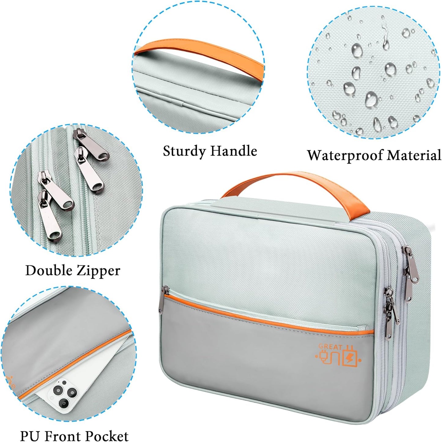 CILLA Electronic Organizer Travel Case, Travel Cord Organizer Case Portable Waterproof Cable Organizer Bag for Charger, Cord, USB, Power Bank, Earphone