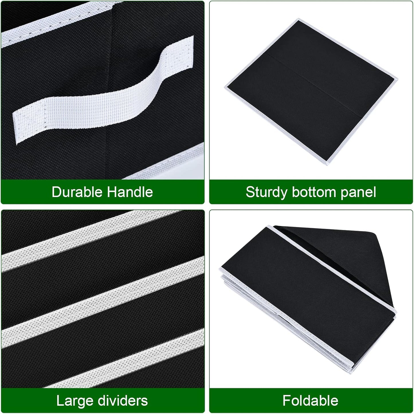 Jeans Organizer - Wardrobe Clothes Organizer with 5 Cells, Closet Organizers and Storage for Jeans, Sweater, Pants Organizers for Closet, Shelves, 4 Pack (Black)