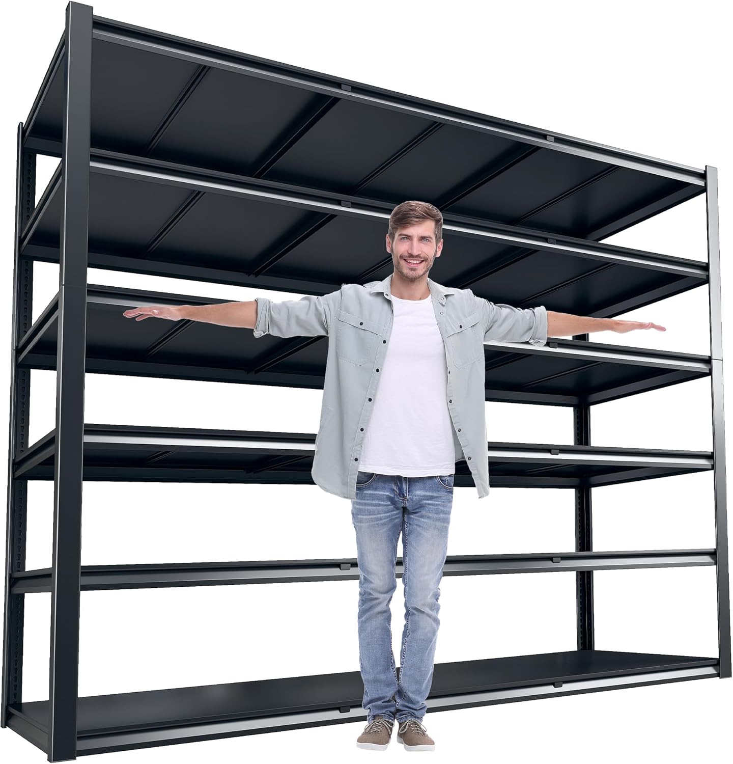 REIBII 60 "W Storage Shelves Heavy Duty, 6 Tier Garage Shelving, 3500 LBS Industrial Shelving, Adjustable Metal Shelves for Garage, Warehouse, School, Commercial, Business, 84 "H x 60 "W x 24 "D