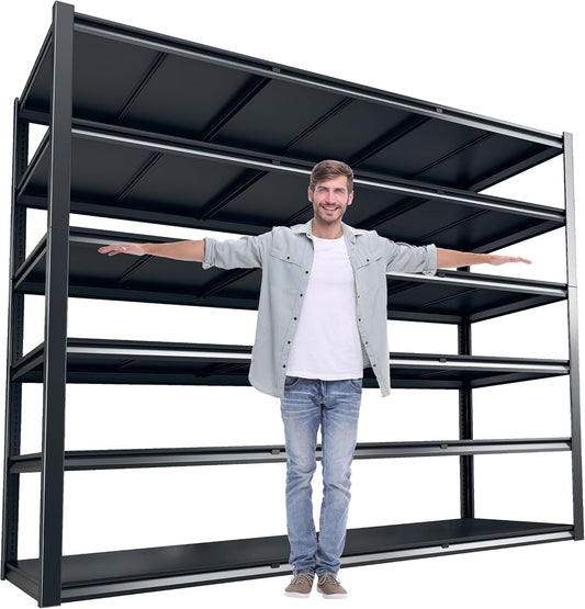 REIBII 60 "W Storage Shelves Heavy Duty, 6 Tier Garage Shelving, 3500 LBS Industrial Shelving, Adjustable Metal Shelves for Garage, Warehouse, School, Commercial, Business, 84 "H x 60 "W x 24 "D