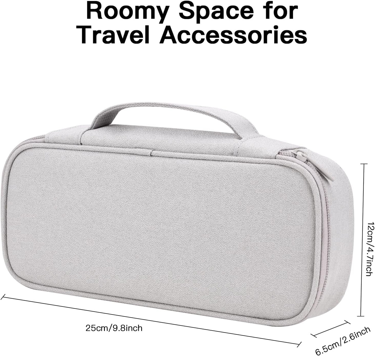Cord Organizer Travel Case, Portable Tech Organizer Pouch Bag for Cable & Charger, Tech Electronics, Travel Essentials (Light Grey)