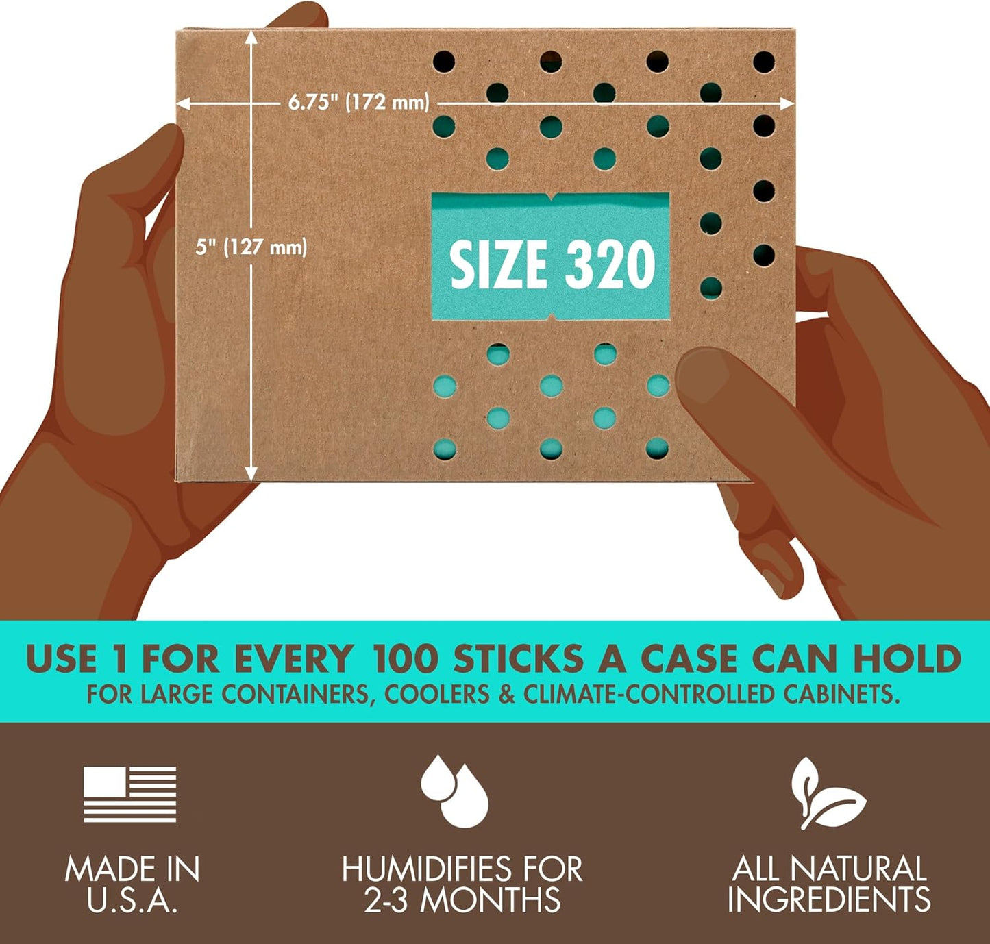 Boveda 65% Two-Way Humidity Control Pack For Aging & Long-Term Storage in Large Plastic & Wood Boxes – Size 320 – Single – Moisture Absorber – Humidifier Pack – Individually Wrapped Hydration Packet
