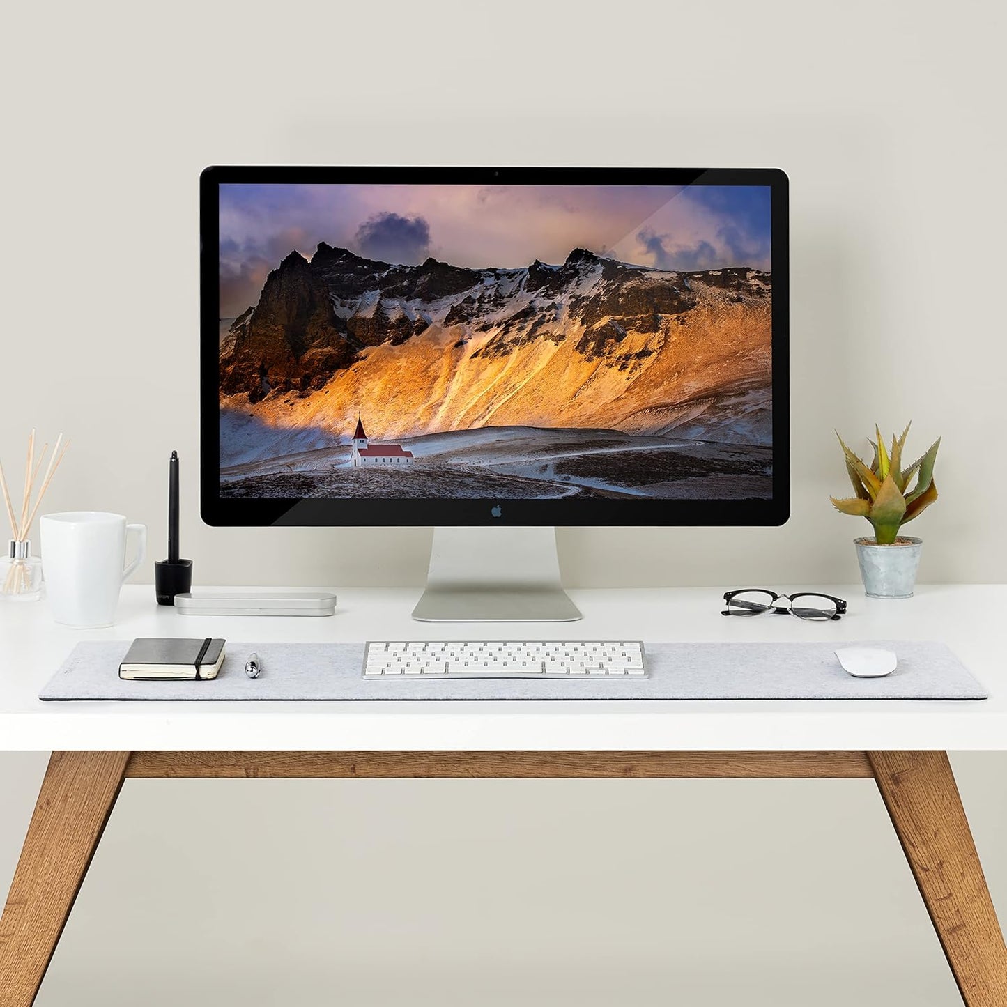Premium Felt Desk Mat | Medium 12" x 36" | Multifunctional Desk Pad for Home Office | Light Gray