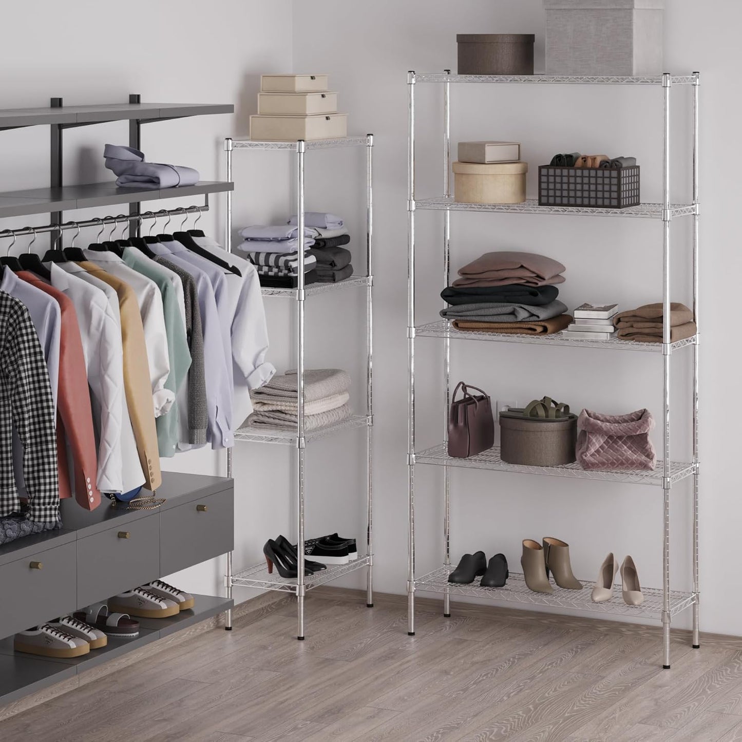 14" Deep x 42" Wide x 86" Height Wire Shelving Kit | 5-Tier | NSF Commercial Storage Rack Unit