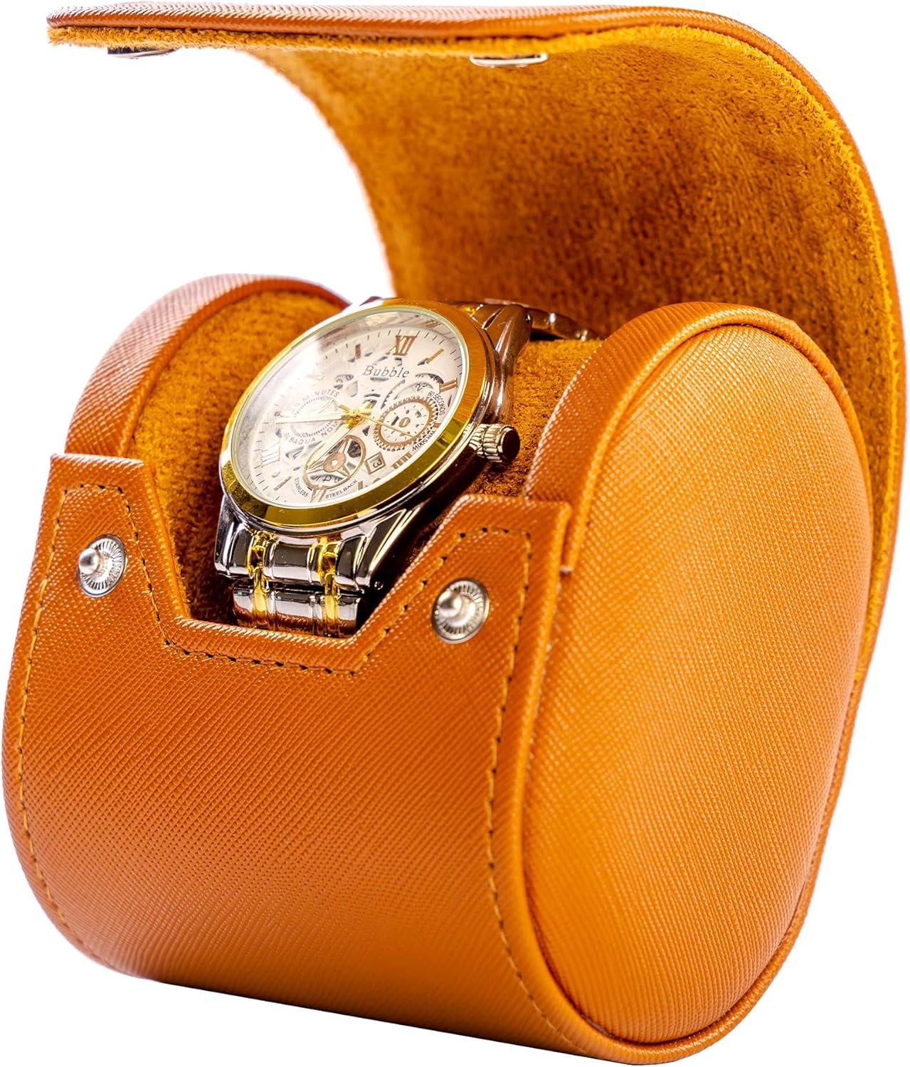 MR.OKAY Single Watch Travel Case -Classic Leather Watch Case with Perfect Texture. Watch Carrying Case or Organizer for Storage And Display. Ideal Gift for Men Traveling, All Handmade by Artisans