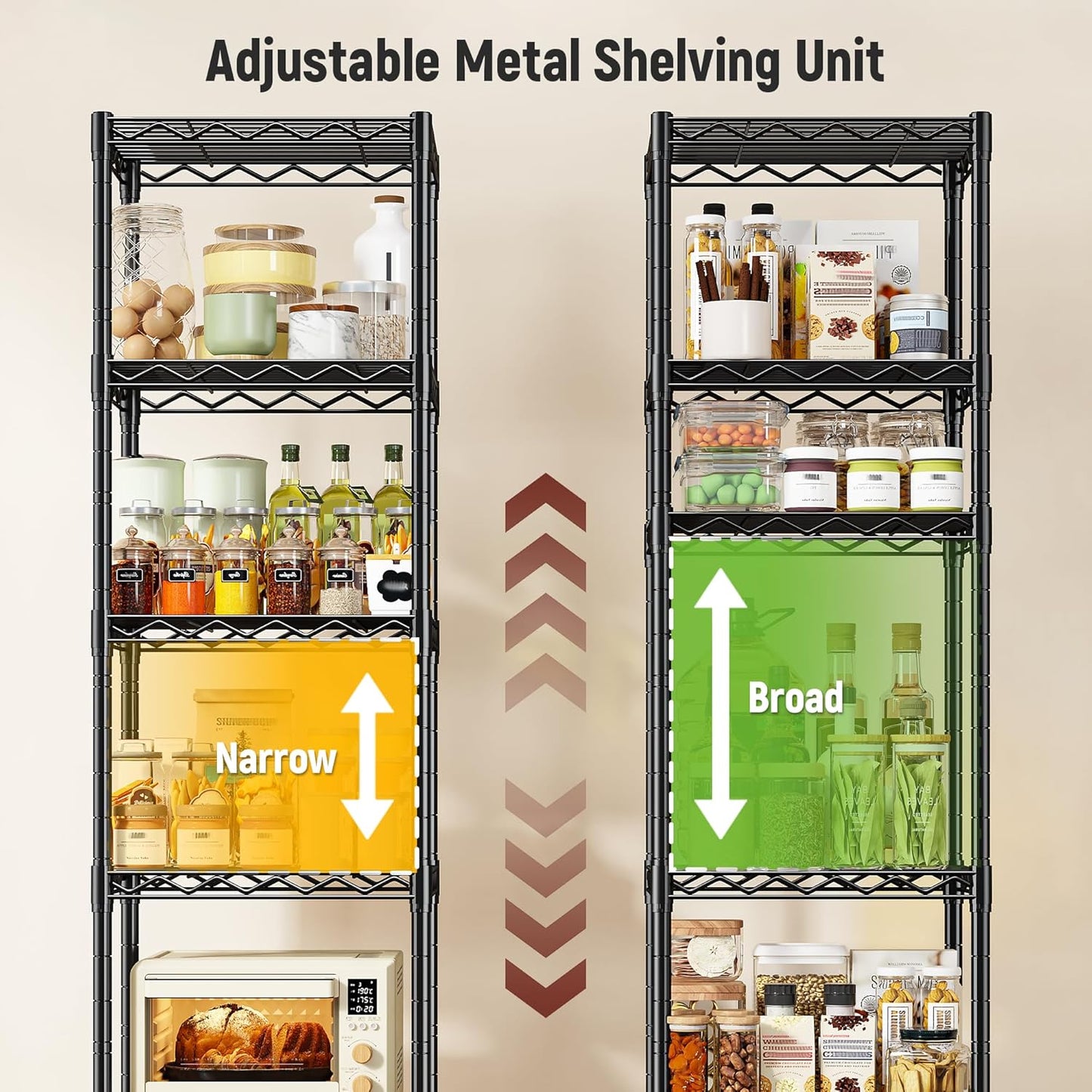 6 Wire Shelving Metal Shelves Storage Rack:Adjustable Storage Shelves Standing Shelf Units and Narrow Shelf for Laundry Bathroom Kitchen Pantry Closet Office 15.8" w*11.8" D*63" H