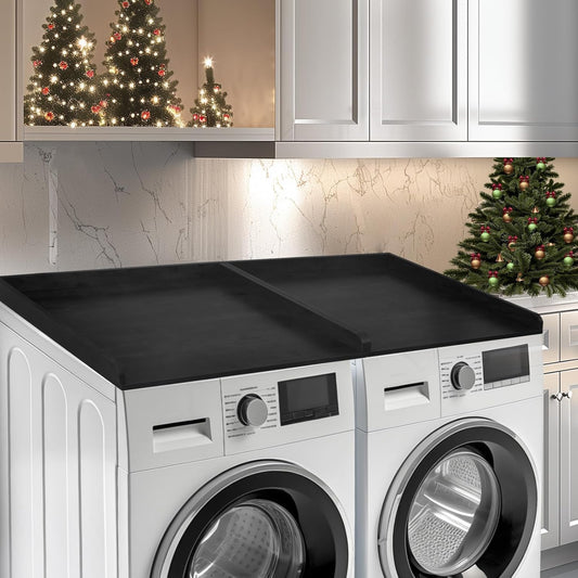 Washer Dryer Countertop, Wooden Laundry Countertop Set of 2 Dryer Storage Shelf for Laundry Room Organization (27.5" x 54") (Black)