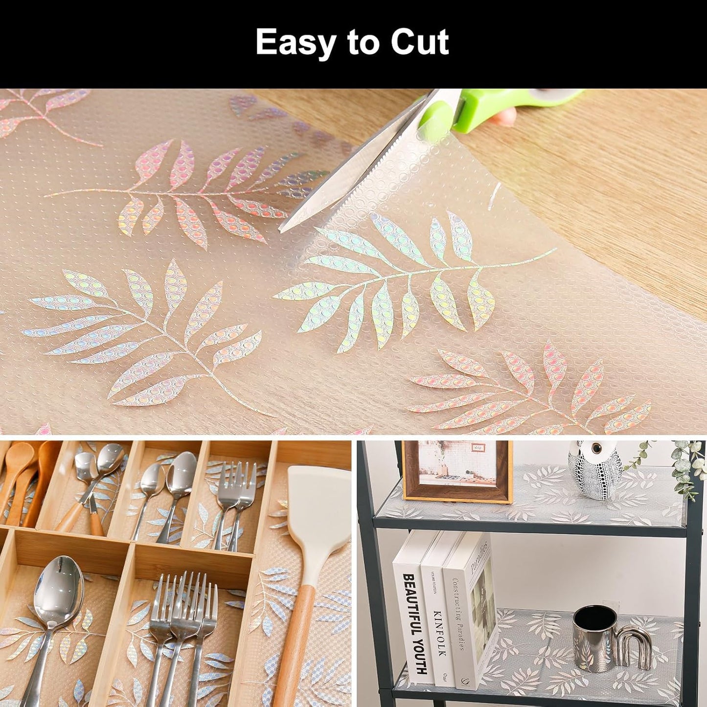Cooyes Shelf Liner – Premium Non-Adhesive Cabinet & Drawer Liner for Kitchen – Waterproof Shelf Paper with Modern Pattern – Durable EVA Cabinet Mat – Easy to Cut （23.6" W x 236" L）