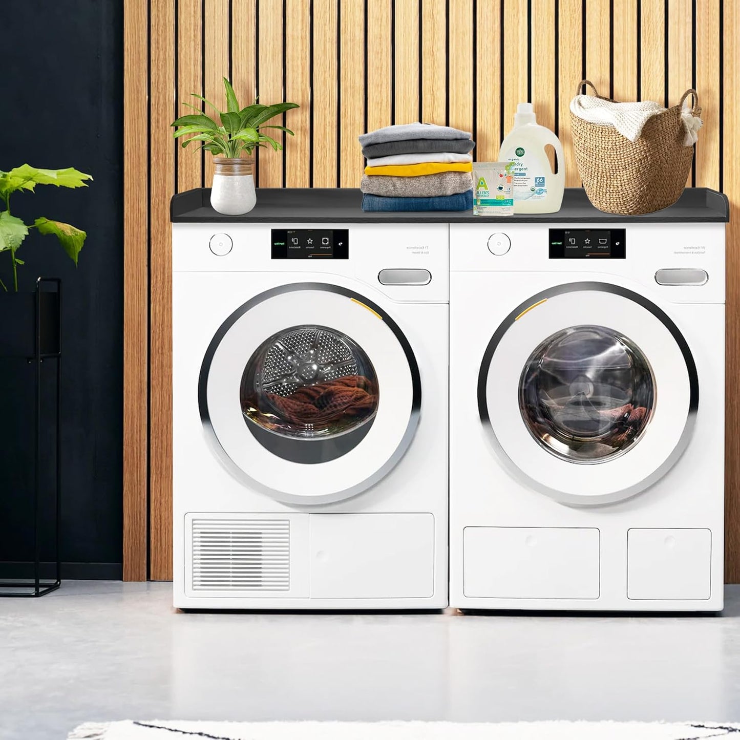 Royxen Laundry Countertop Solid Wood, Countertop for All Front-Loaded Washing Machine and Dryer, Extra Room for Laundry Room, Black