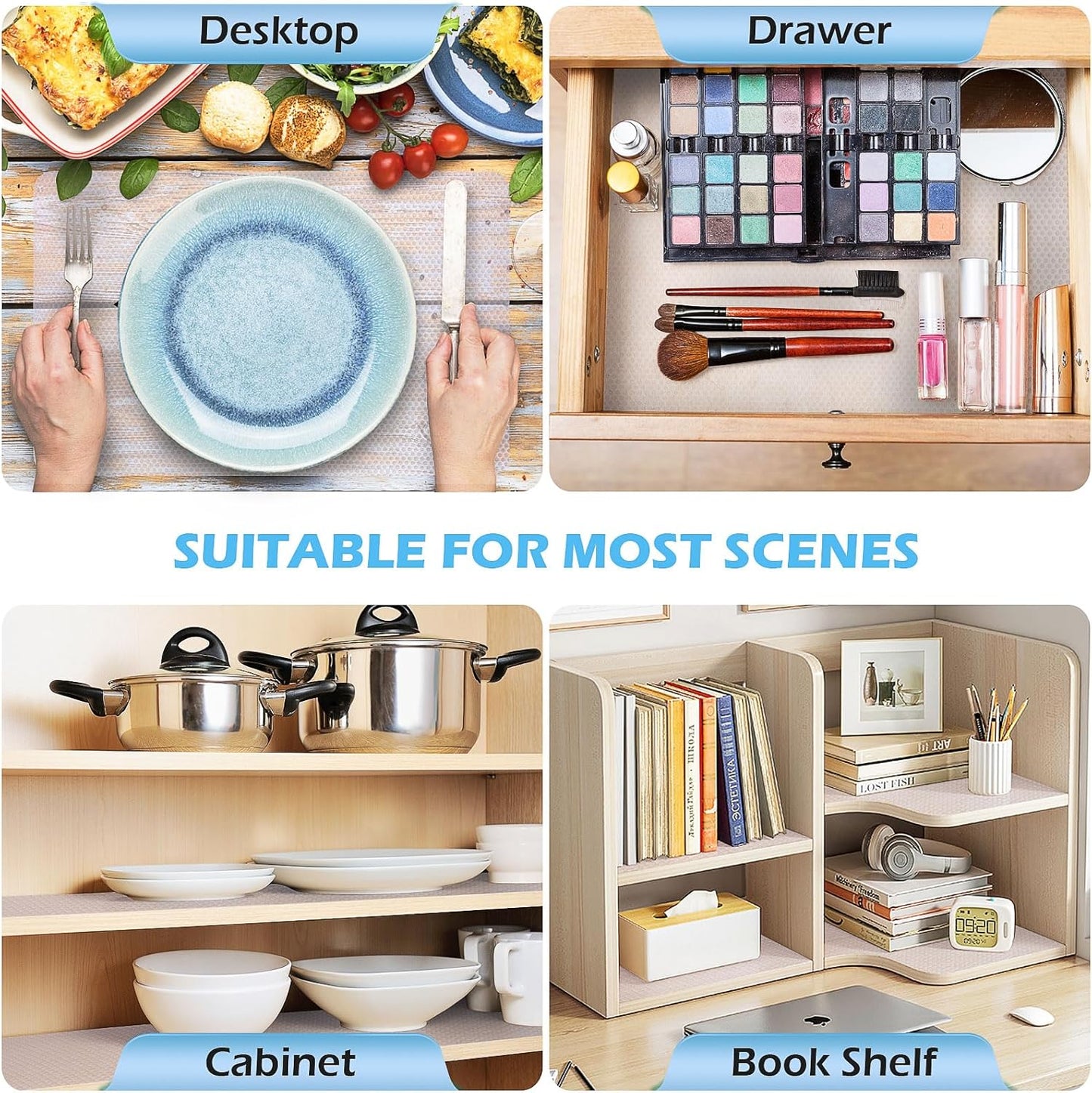Drawer Liners, Waterproof Shelf Liner, Anti-Slip Non-Adhesive BPA Free Kitchen Cupboard Cabinet Liner Refridge Fridge Mats Sink Protector Strong Durable for Home (Clear/11.8in x 10Ft)