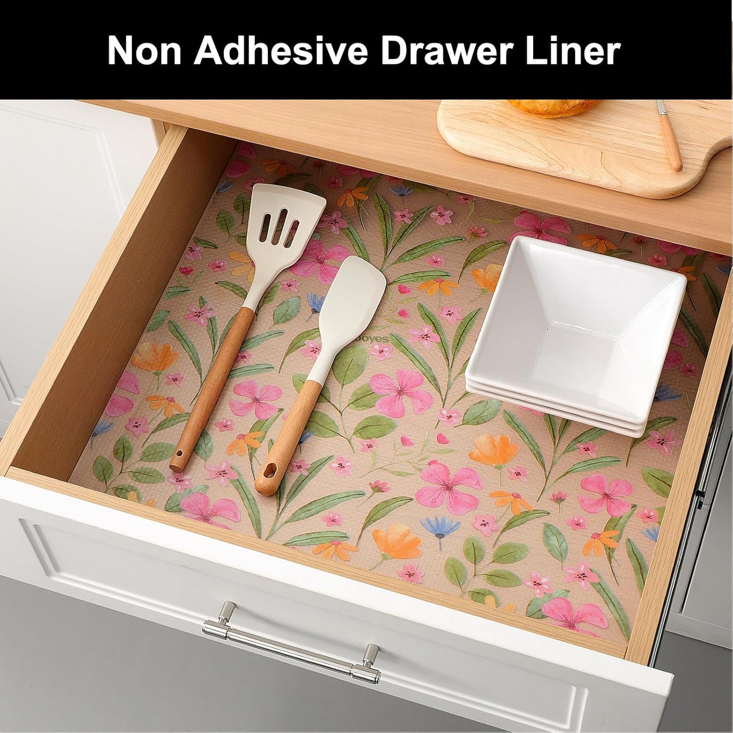 Cooyes Shelf Liner – Premium Non-Adhesive Cabinet & Drawer Liner for Kitchen – Waterproof Shelf Paper with Modern Pattern – Durable EVA Cabinet Mat – Easy to Cut （17.5" W x 78.7" L）