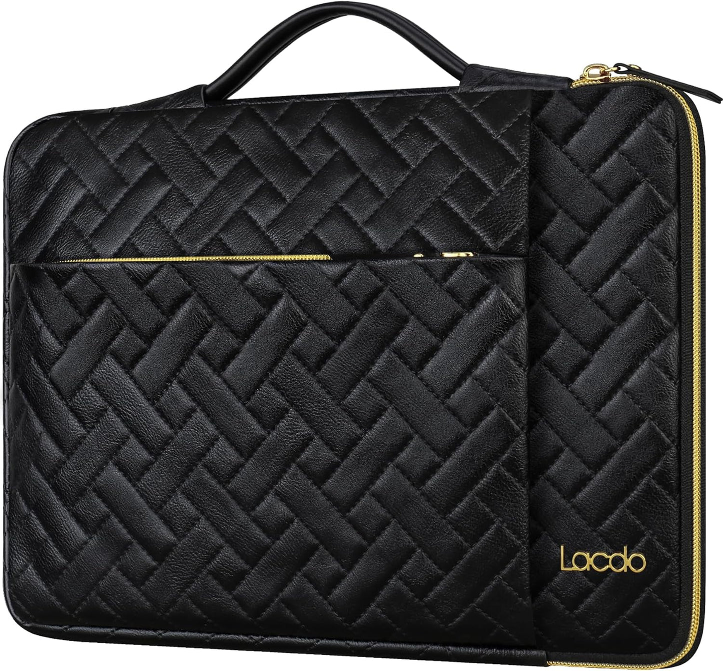 Lacdo 360° Protective Laptop Sleeve Case for 16 inch New MacBook Pro M4/M3/M2/M1 Pro/Max A3403 A3186 A2991 A2780 A2485 A2141 2024-2019, 15 inch Surface Laptop 7th Copilot+PC Computer Bag,Elegant Black