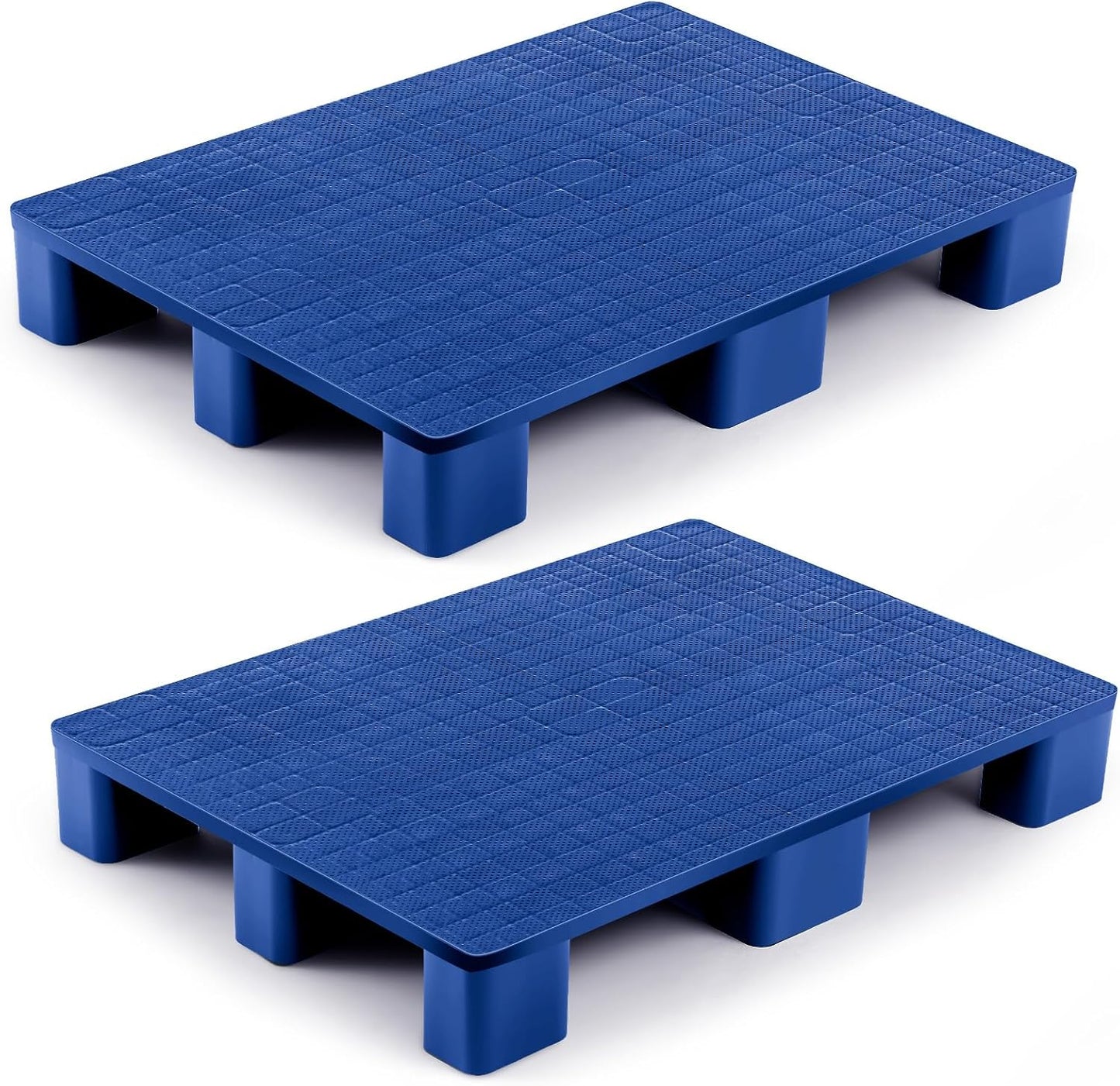 2 Pcs Plastic Pallet for Basement Storage Easy Stack Lightweight Floor Pallet Display Flooring Room Supermarket Christmas, Support up to 2000 Lbs (31.5'' L X 24'' W X 4.7'' H,Blue)