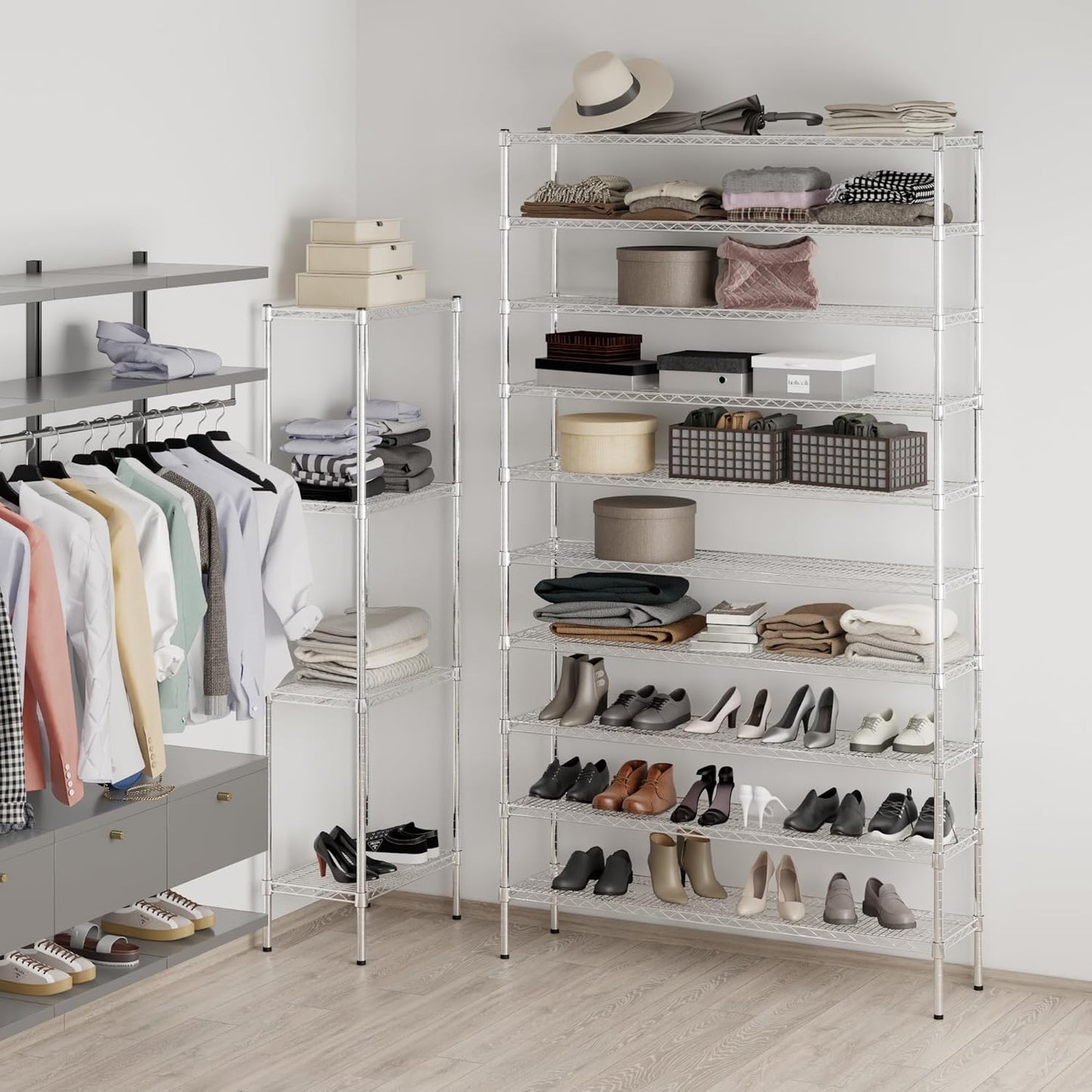 14" Deep x 54" Wide x 96" Height Wire Shelving Kit | 10-Tier | NSF Commercial Storage Rack Unit