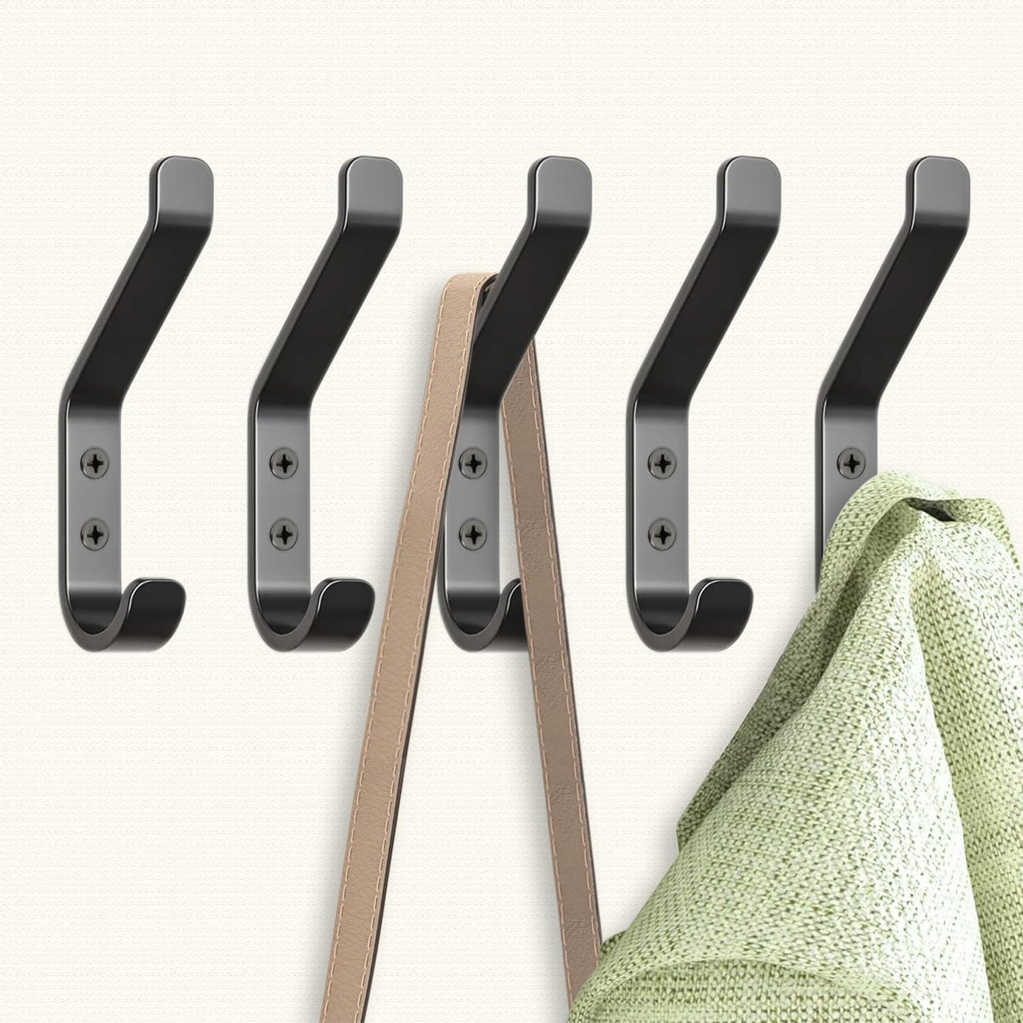 GlazieVault Coat Hooks Wall – Door Hooks (10 Pack) - Heavy Duty Wall Mounted - Premium Design Rust Free Hooks