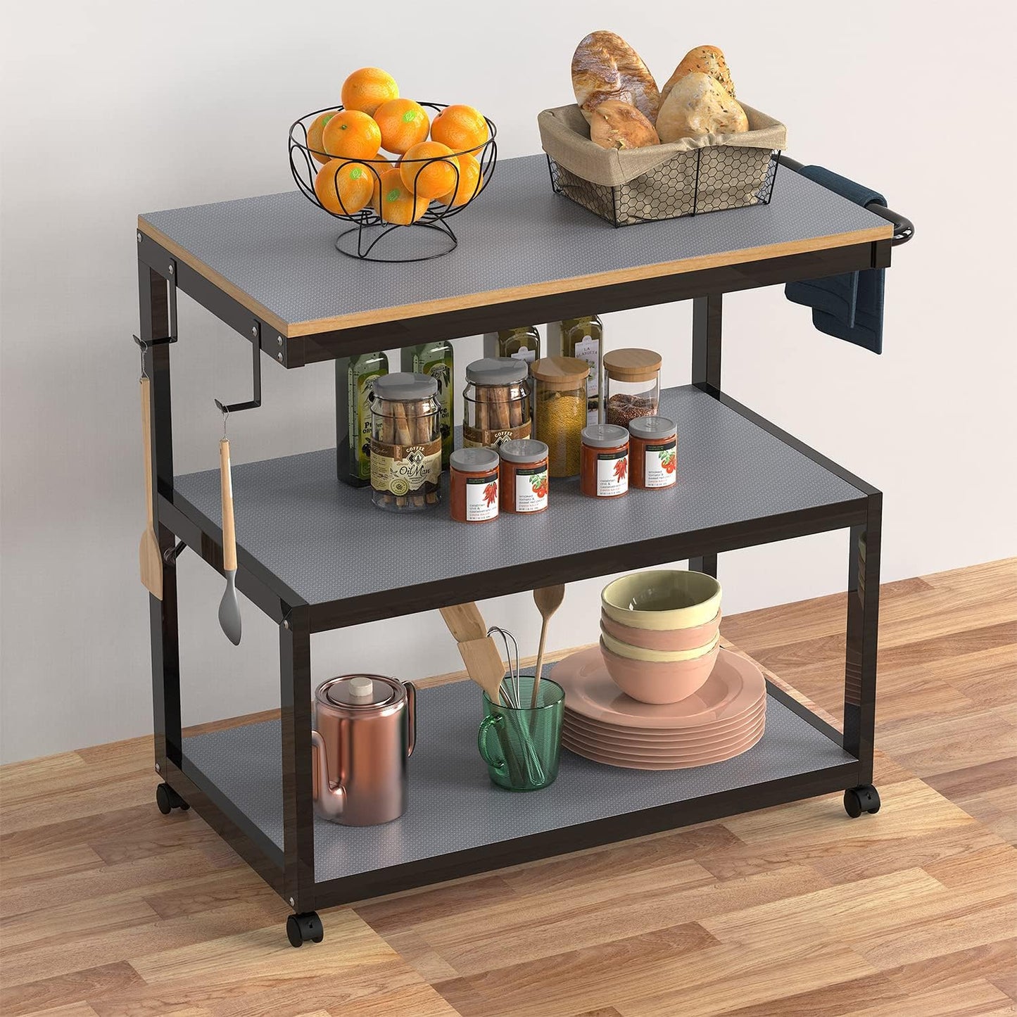 Shelf Liners for Kitchen Cabinets Refrigerator Liners Waterproof & Oil-Proof Kitchen Cupboard Liner Non-Slip Drawer Mats Non Adhesive Fridge Liner for Shelves - Gray 17.5 x 236.2 Inches