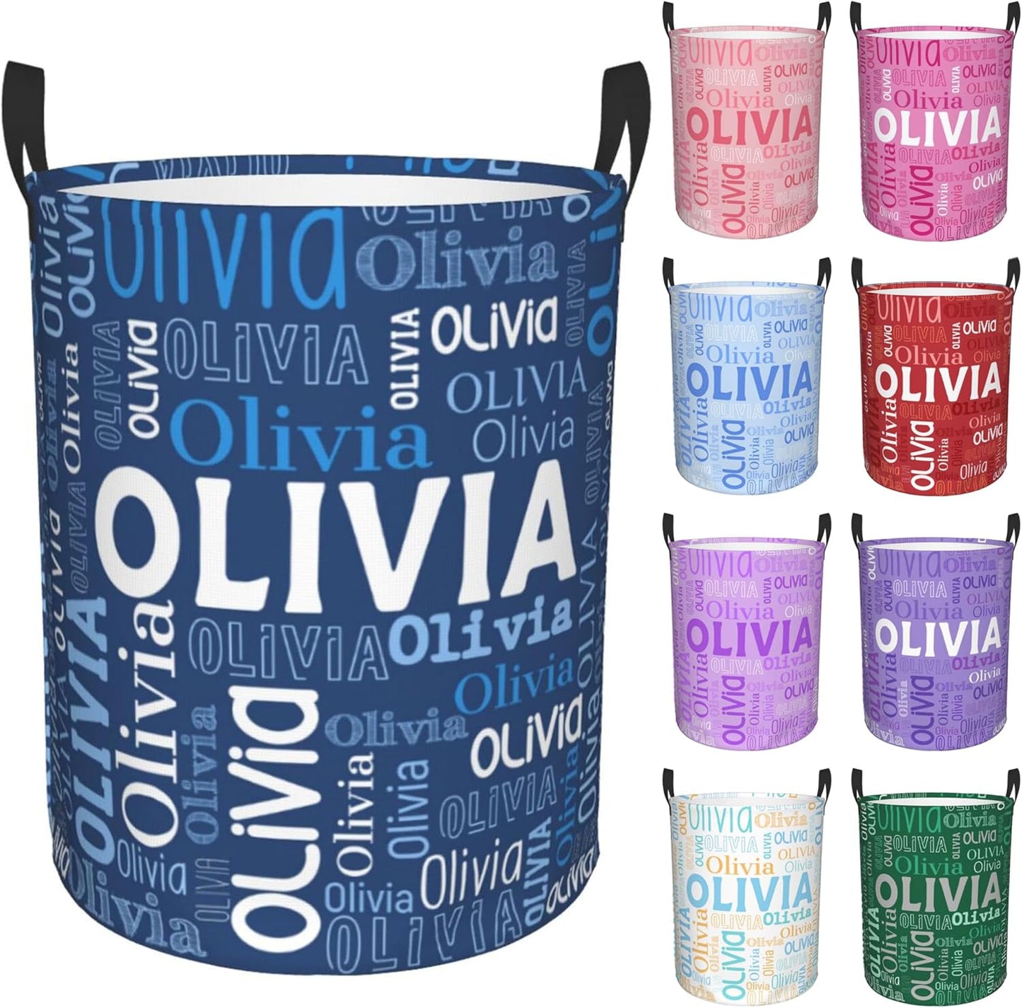 Custom Name Laundry Hamper, Personalized Laundry Basket with Name for Boys Girls Men Women Kids, Customized Name Dirty Clothes Basket Gifts for Clothes Toy Bedroom Bathroom Laundry Room Dorm