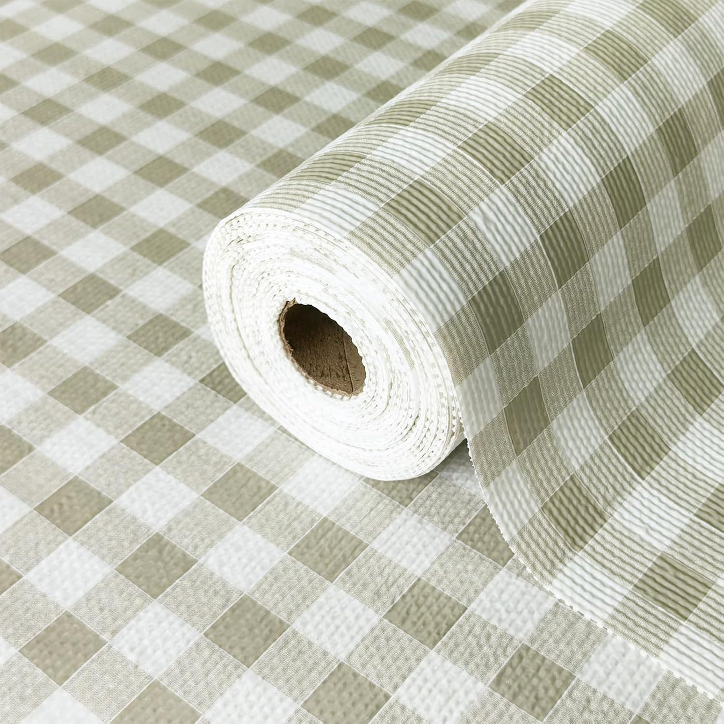 Drawer Liner and Shelf Liner for Kitchen Cabinet Liner Non-Adhesive Non-Slip Shelf Paper, Thick Strong Grip Waterproof Easy to Clean for Shelves, Cupboard, Desks, Green Plaid Pattern, 12 in x 20 FT