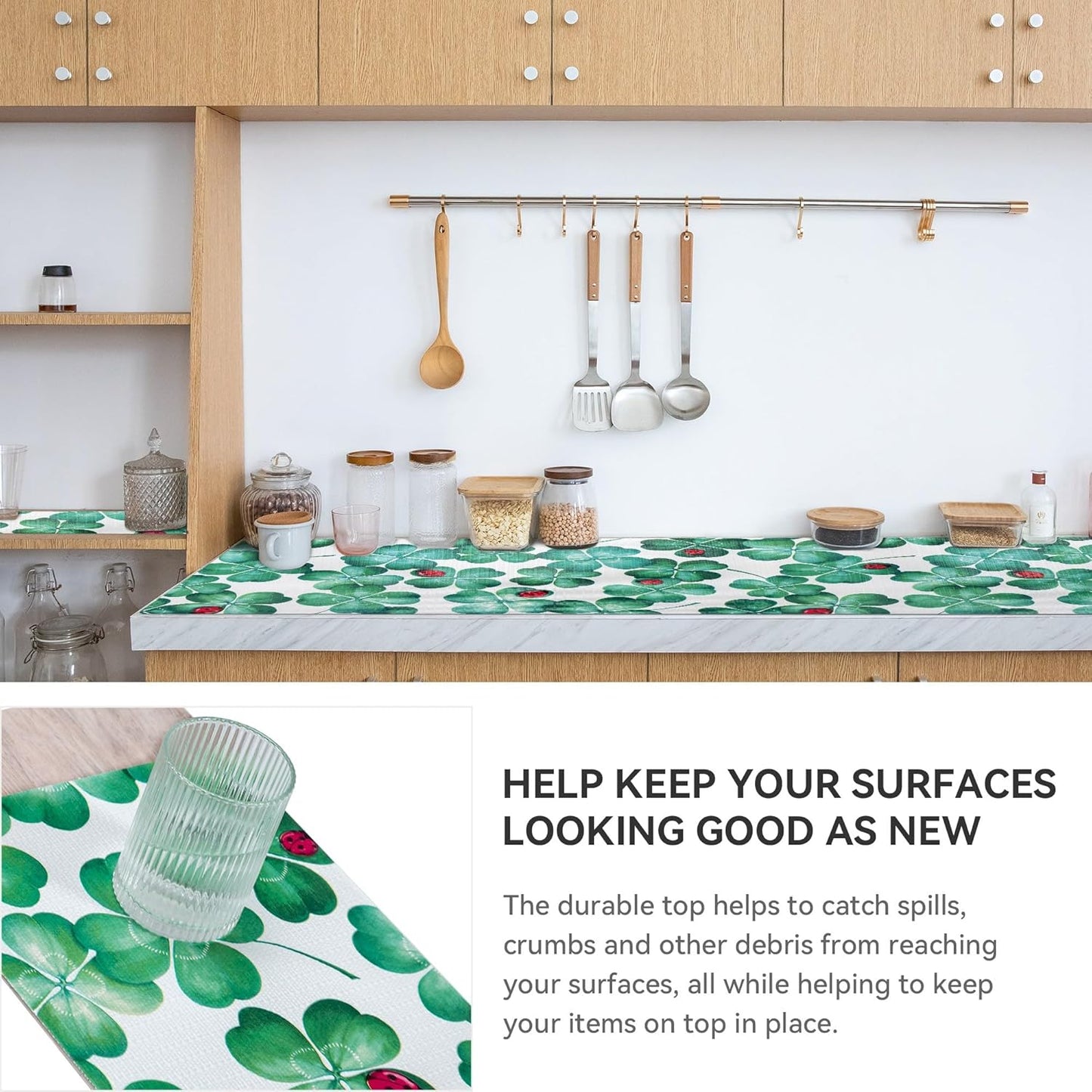 12" W x 60" L Floral Drawer and Shelf Liner for Cabinets, Non-Adhesive Strong Grip Non-Slip Flower Shelf Cabinet Kitchen Shelf Liners for Kitchen Cabinets