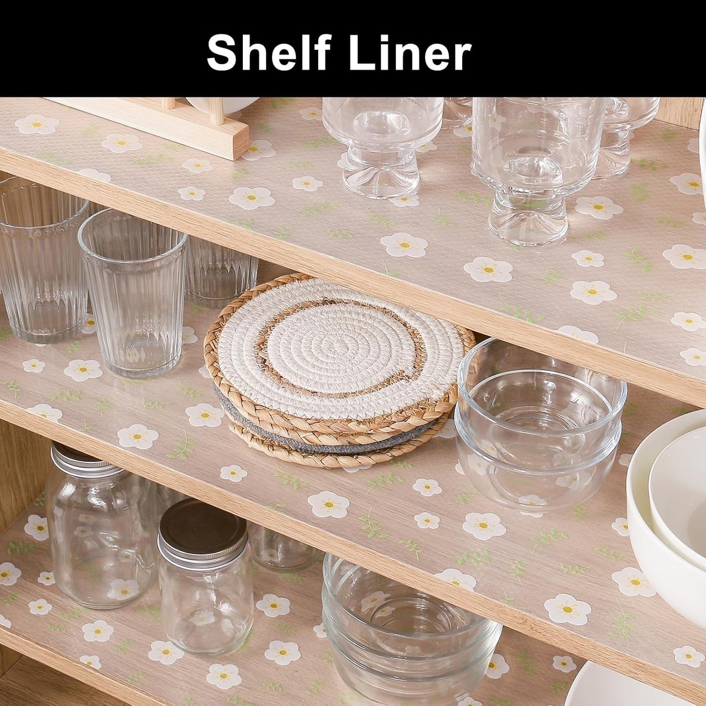 Cooyes Shelf Liner – Premium Non-Adhesive Cabinet & Drawer Liner for Kitchen – Waterproof Shelf Paper with Modern Pattern – Durable EVA Cabinet Mat – Easy to Cut （11.8" W x 118" L）