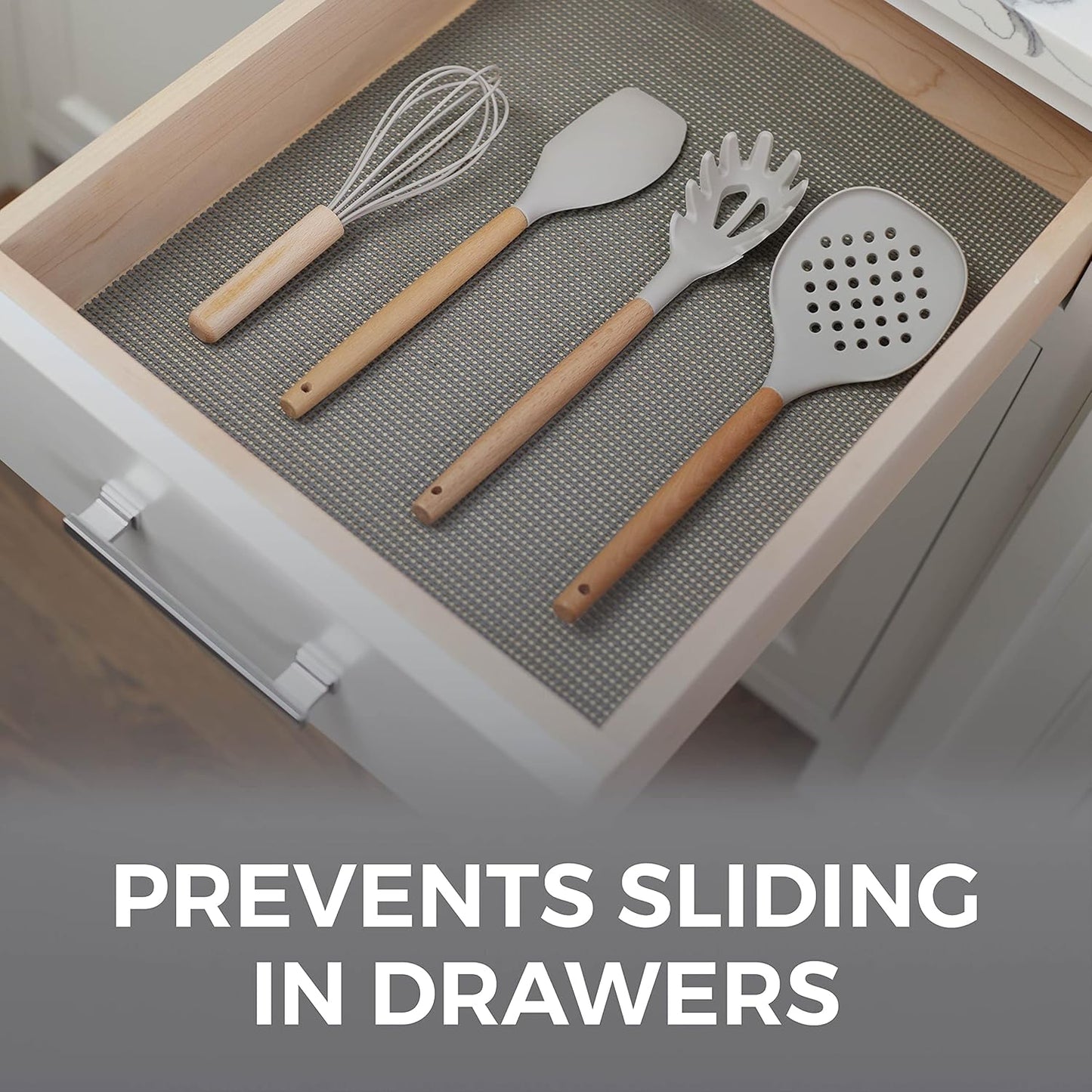 HOME GENIE Shelf Drawer and Cabinet Liner, Durable with Strong Grip, 17.5 IN x 10 FT, Non Adhesive Liners Protect Kitchen Cabinets and Cupboard, Pantry, Bathroom Drawers and Shelves, Desks, Slate Gray