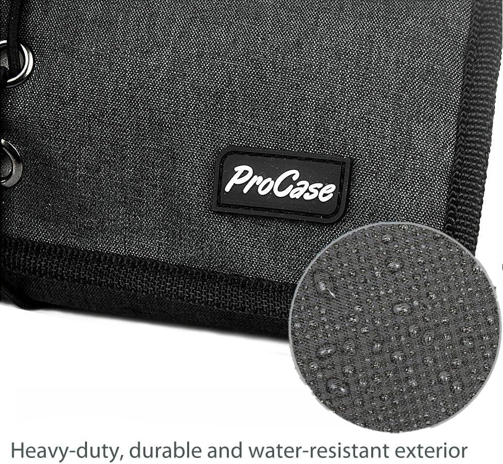 ProCase Electronic Organizer Cord Pouch, Travel Cable Charger Phone Accessories Bag Organizer Roll up Tech Carrying Case for USB Cables SD Memory Cards Earphone Flash Hard Drive –Black