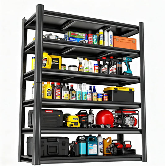 6-Tier Garage Shelves, Metal Shelving Unit, Adjustable Storage Shelves Heavy Duty 36''W*16''D*82''H，Double-Layer Column with Reinforced Ribs Capable of Bearing 3624 Lbs for Garage, Basement, Warehouse
