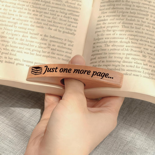 Wooden Book Page Holders for Reading - Thumb Page Holder & Book Opener Holder | Just One More Page Ergonomic Hands-Free Helper - Perfect Gift for Book Lovers & Readers(Natural Wood 1)