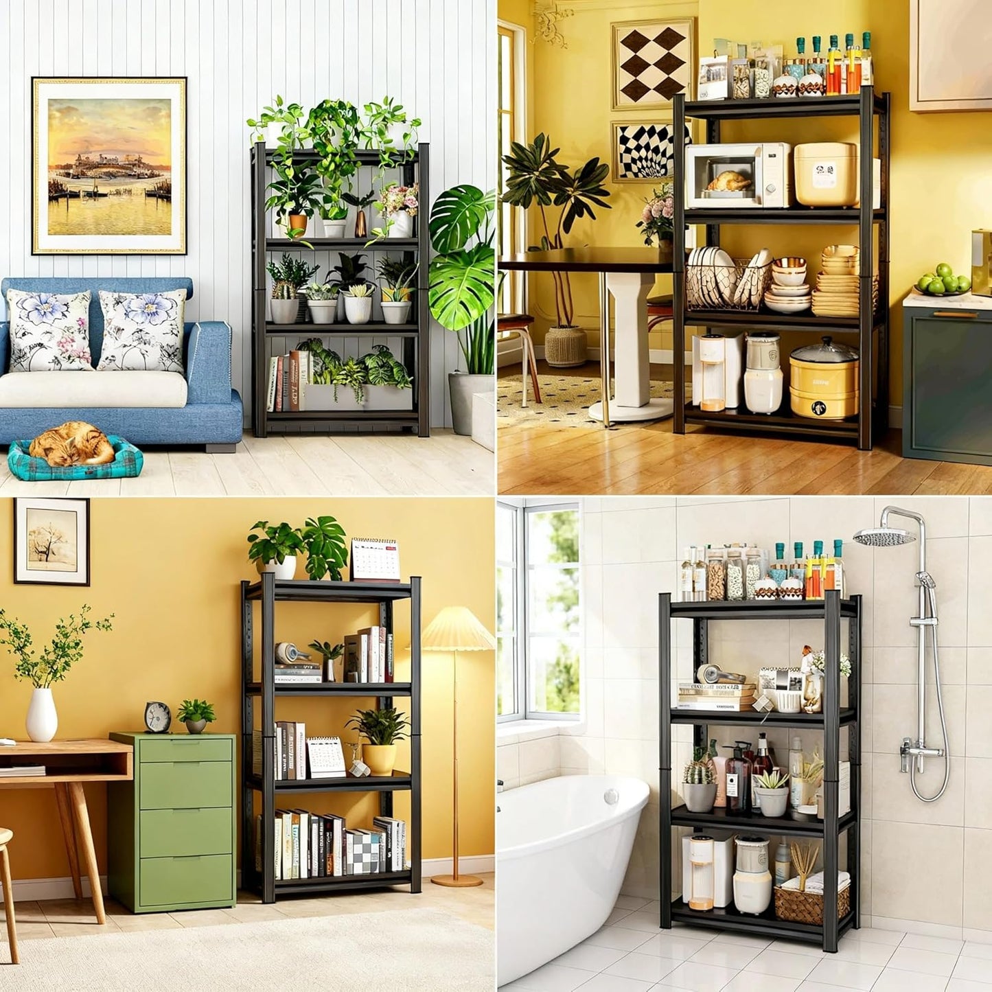 Kitchen Storage Rack,2 Tier Metal Shelving Unit,Small Pantry Shelves for Kitchen Counter,Shelf Organizer for Baker/Book, 20”Wx14”Dx22”H (4Tier-16 w*10”D*44" H)