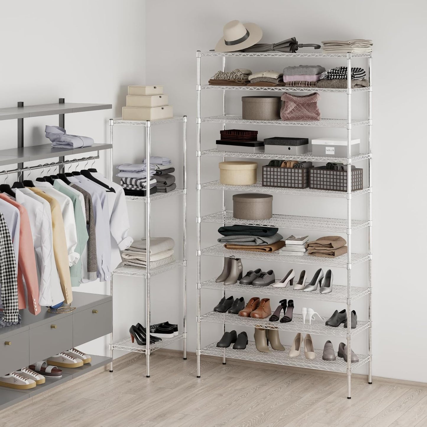 18" Deep x 48" Wide x 96" Height Wire Shelving Kit | 10-Tier | NSF Commercial Storage Rack Unit