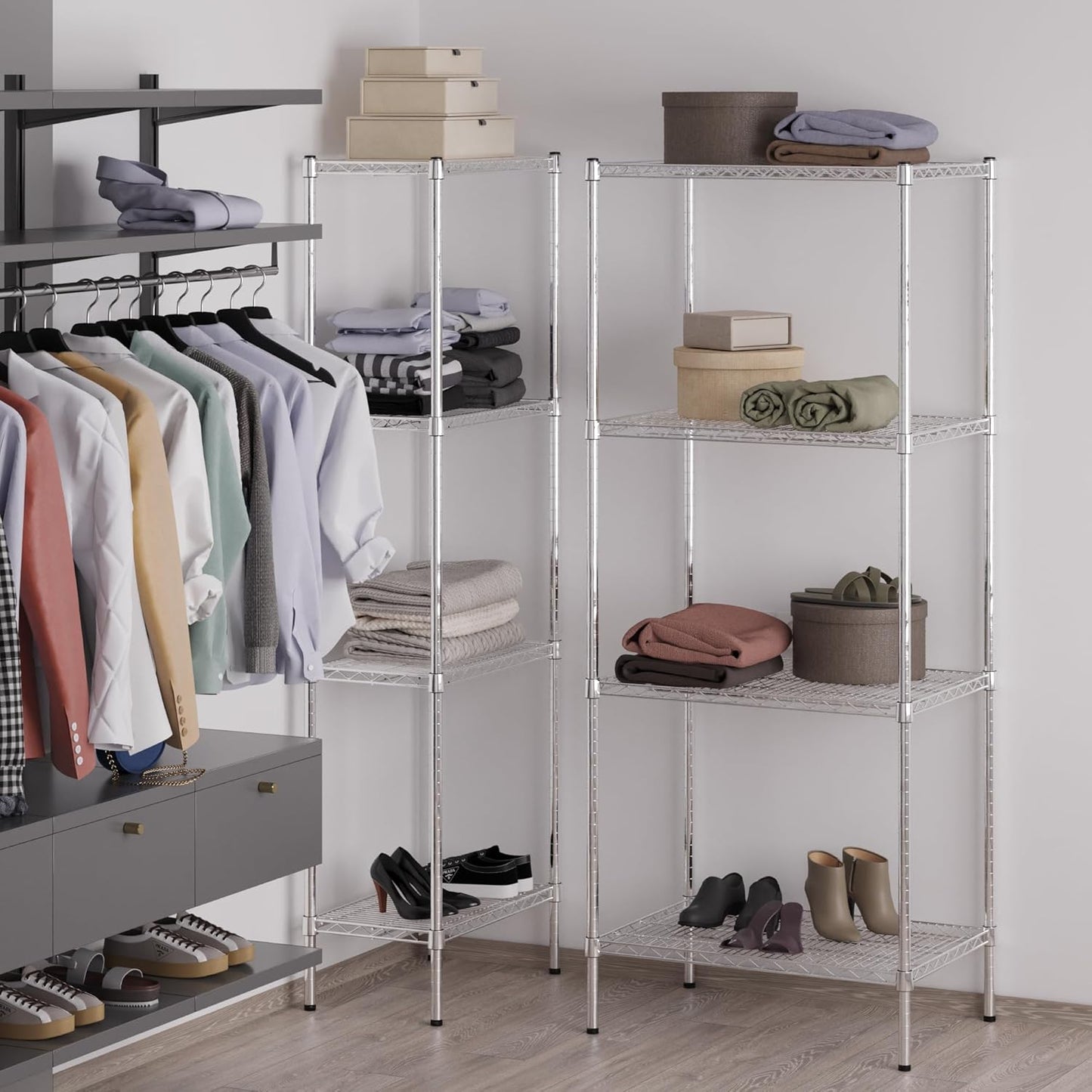 21" Deep x 30" Wide x 74" Height Wire Shelving Kit | 4-Tier | NSF Commercial Storage Rack Unit