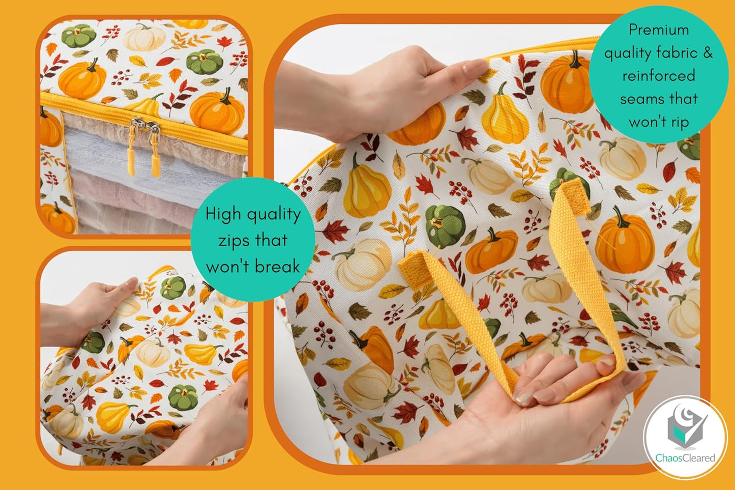 Canvas Storage Bags 2 Pack (Pumpkin Bright Yellow Bag 2 Pack)