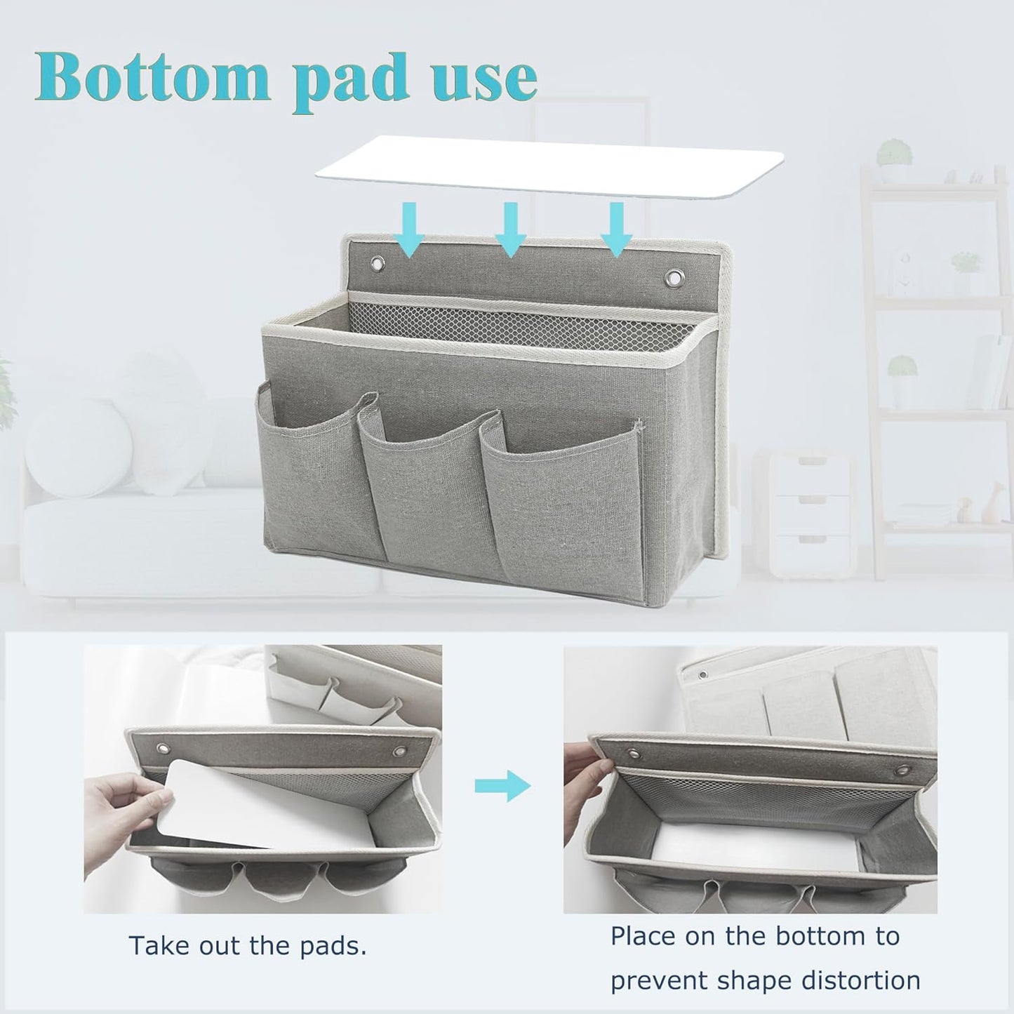 2-Pack Wall Hanging Organizer Bag/Hanging Baskets with Large Mesh Compartment & 3 Pockets，Over the Door Organizer Space Saving Storage for Bedroom,RV Camper, Closet (Gray -2 Pack)