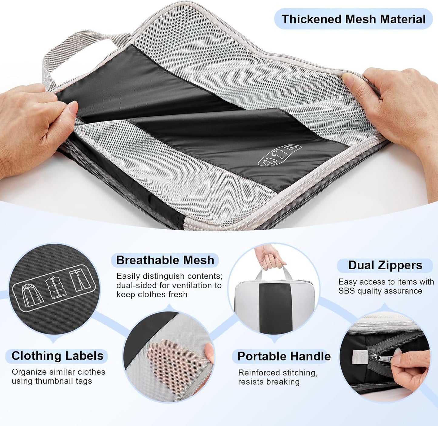 8 Set Compression Packing Cubes for Travel Essentials,Compressible Expandable Packing Cubes for Suitcase,OlarHike Luggage Organizer Bags for Travel,Handy Helper for Organizing Clothes(Black)